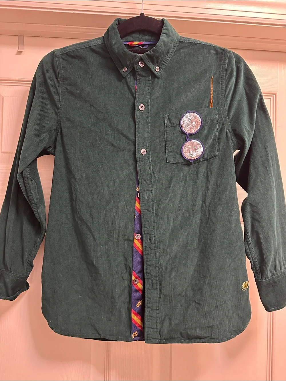Mini Boden x Harry Potter Green Kids Corduroy Button-Up Shirt size 11-12 unisex